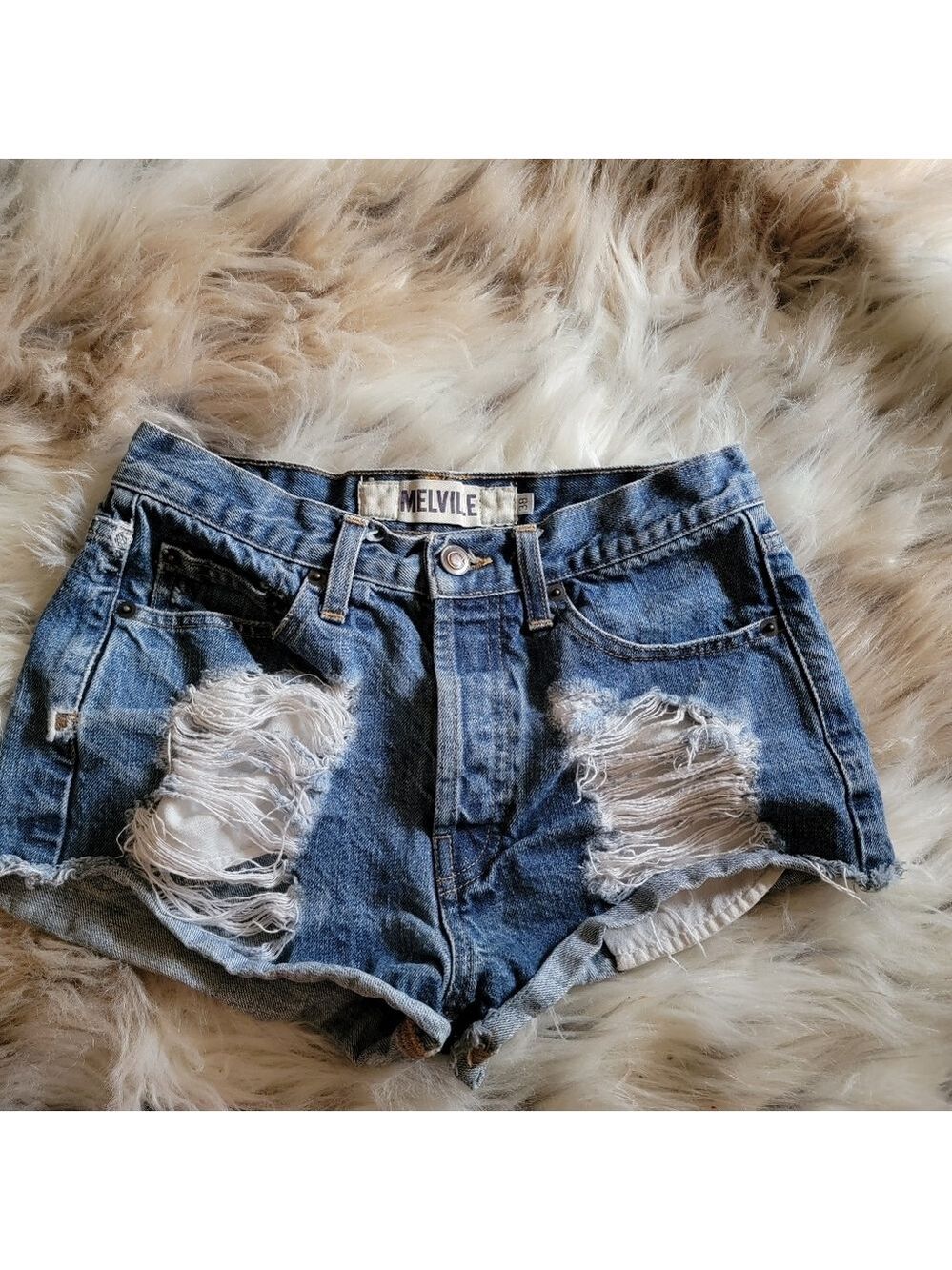 Brandy Melville Italian Denim Shorts Distressed 38